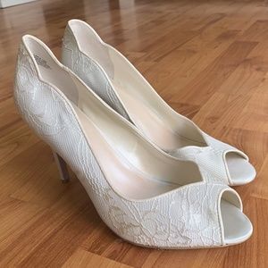 White Lace Pumps - Wedding Shoes